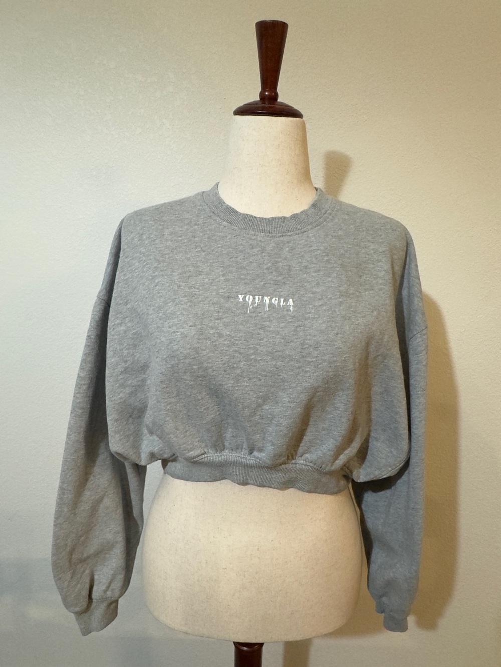 YoungLA Gray Cropped Crewneck Sweatshirt